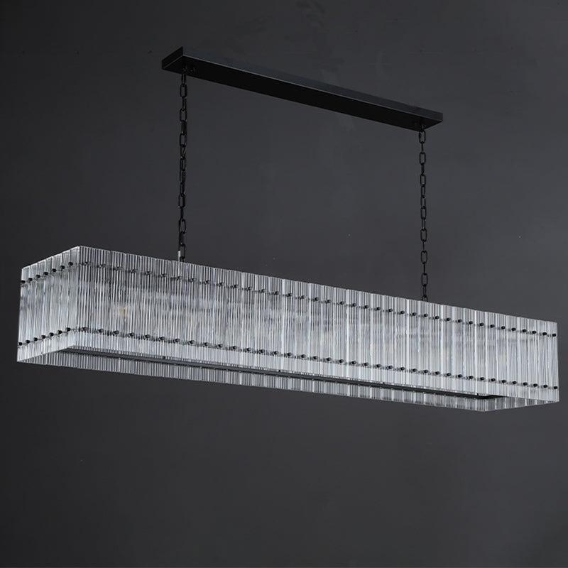 72 Inch Ribbed Glass Rectangular Chandelier - San Marco