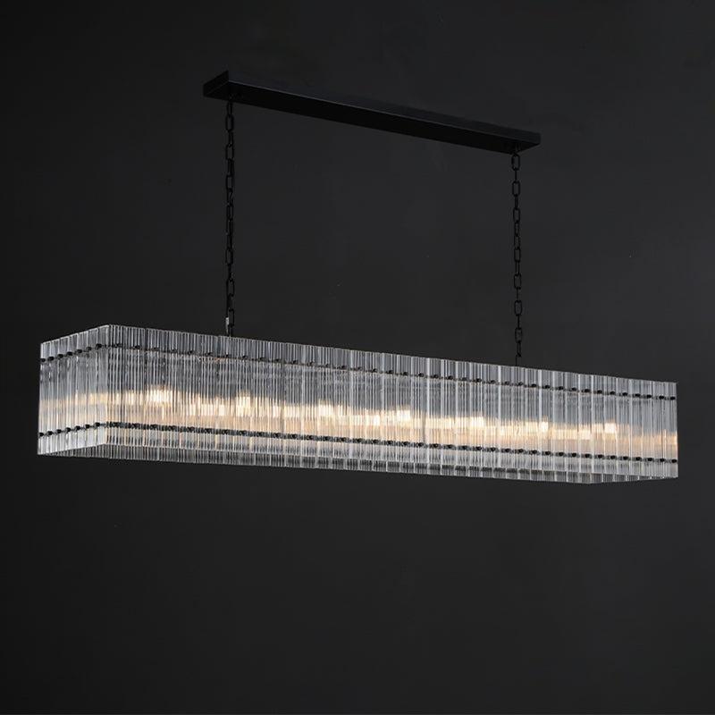 72 Inch Ribbed Glass Rectangular Chandelier - San Marco
