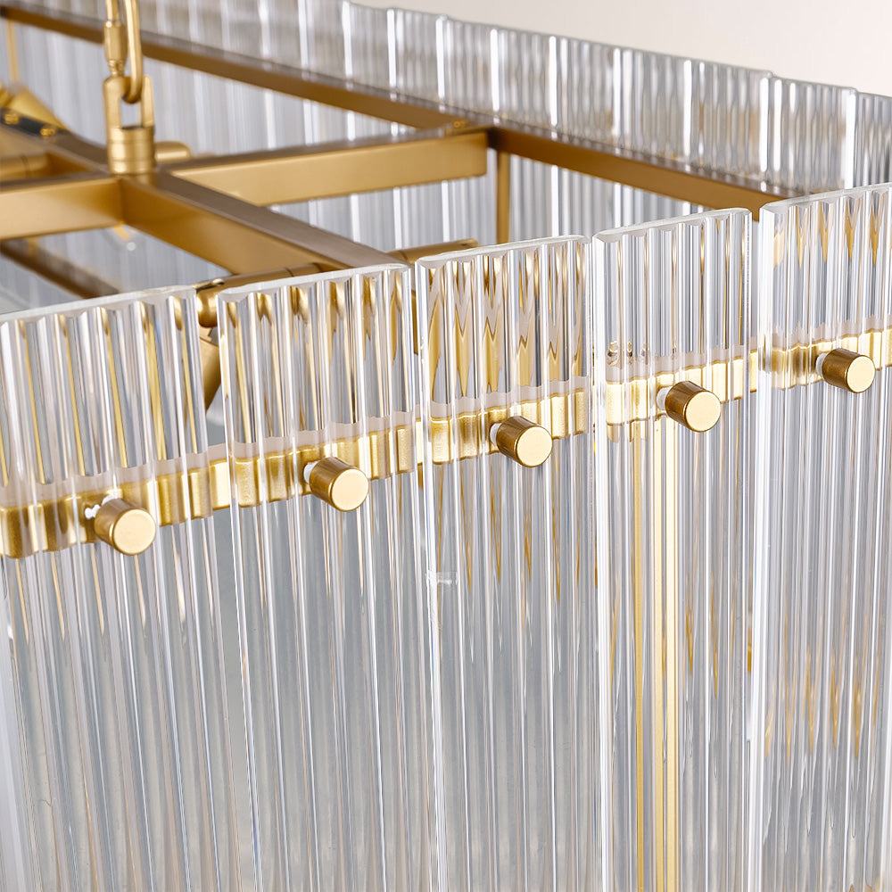 54 Inch Ribbed Glass Rectangular Chandelier - San Marco