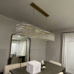 54 Inch Ribbed Glass Rectangular Chandelier - San Marco