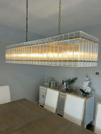 54 Inch Ribbed Glass Rectangular Chandelier - San Marco