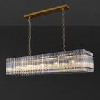 54 Inch Ribbed Glass Rectangular Chandelier - San Marco