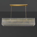54 Inch Ribbed Glass Rectangular Chandelier - San Marco