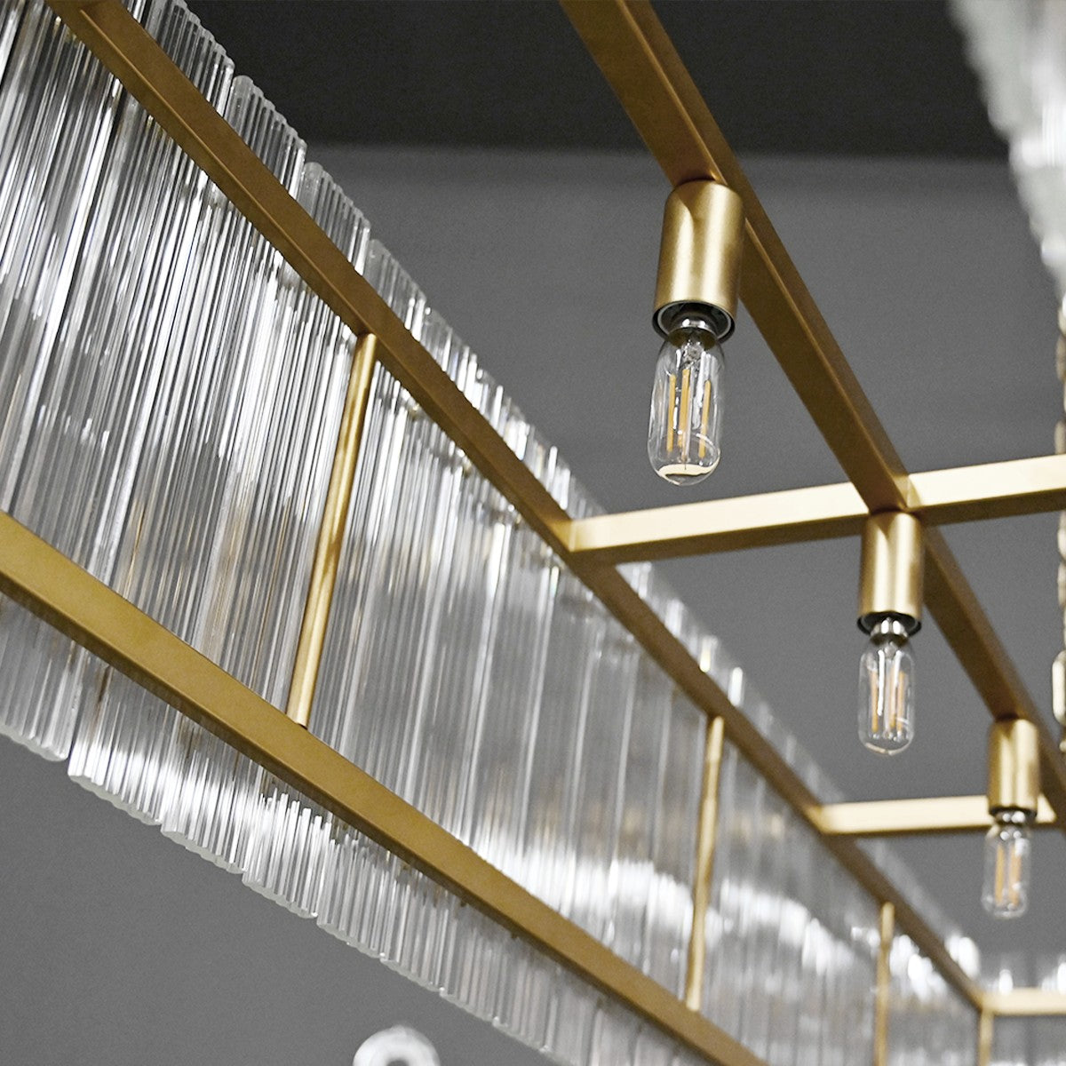 54 Inch Ribbed Glass Rectangular Chandelier - San Marco