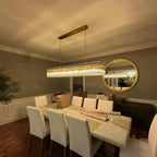 54 Inch Ribbed Glass Rectangular Chandelier - San Marco