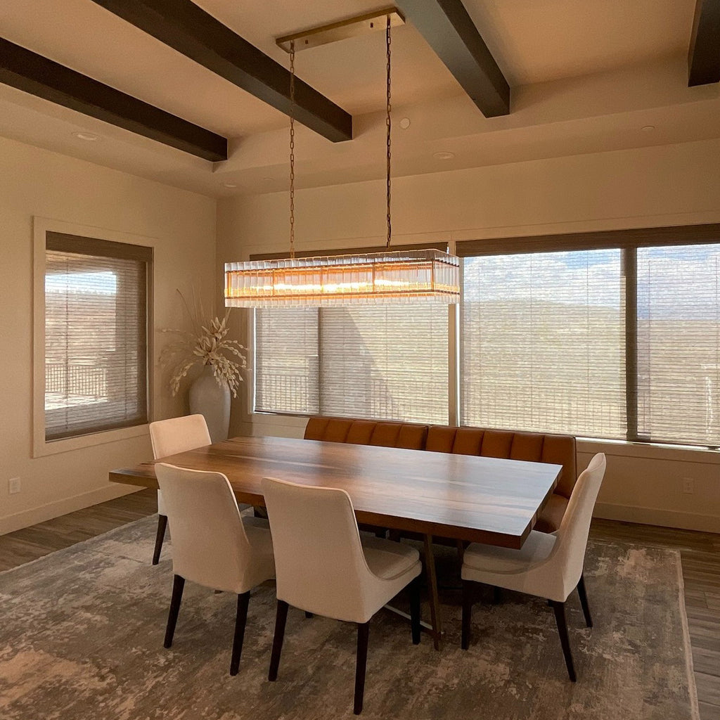 54 Inch Ribbed Glass Rectangular Chandelier - San Marco