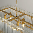 54 Inch Ribbed Glass Rectangular Chandelier - San Marco