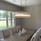 54 Inch Ribbed Glass Rectangular Chandelier - San Marco