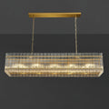 54 Inch Ribbed Glass Rectangular Chandelier - San Marco