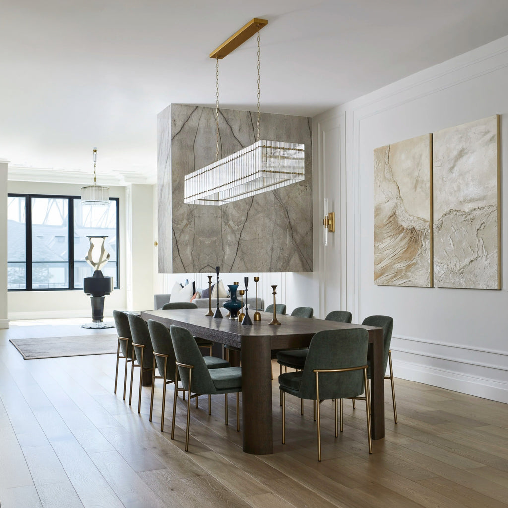 72 Inch Ribbed Glass Rectangular Chandelier - San Marco