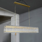 72 Inch Ribbed Glass Rectangular Chandelier - San Marco