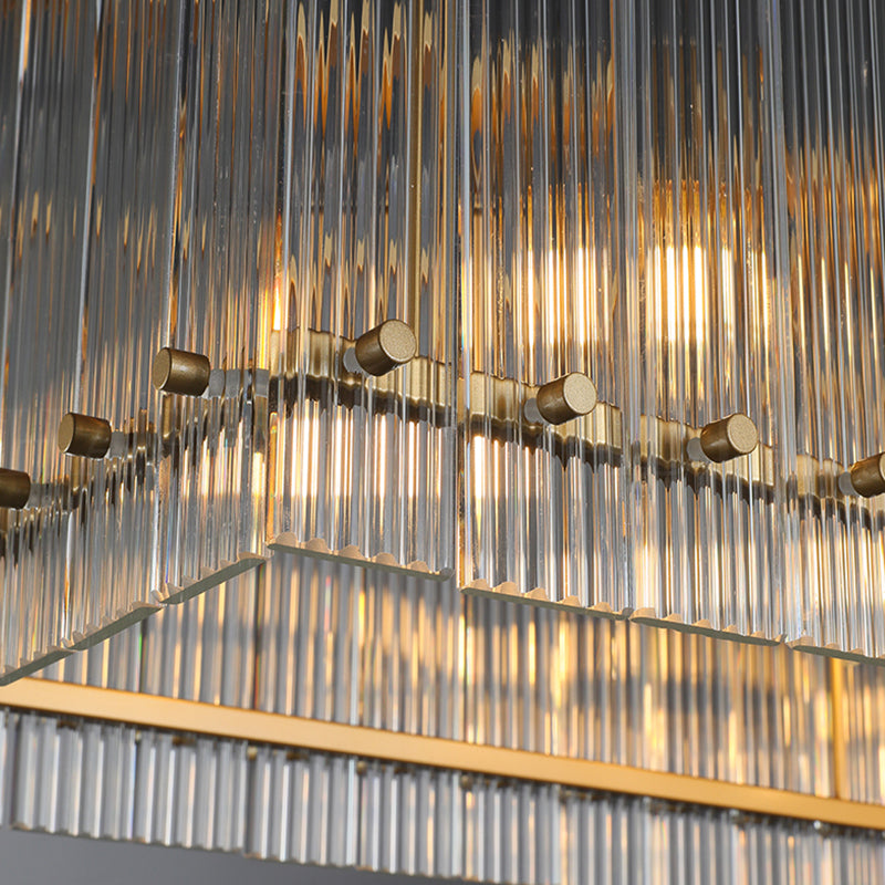 72 Inch Ribbed Glass Rectangular Chandelier - San Marco