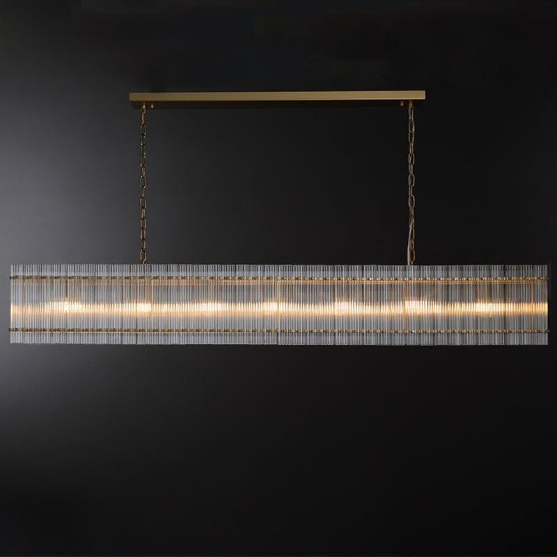 72 Inch Ribbed Glass Rectangular Chandelier - San Marco