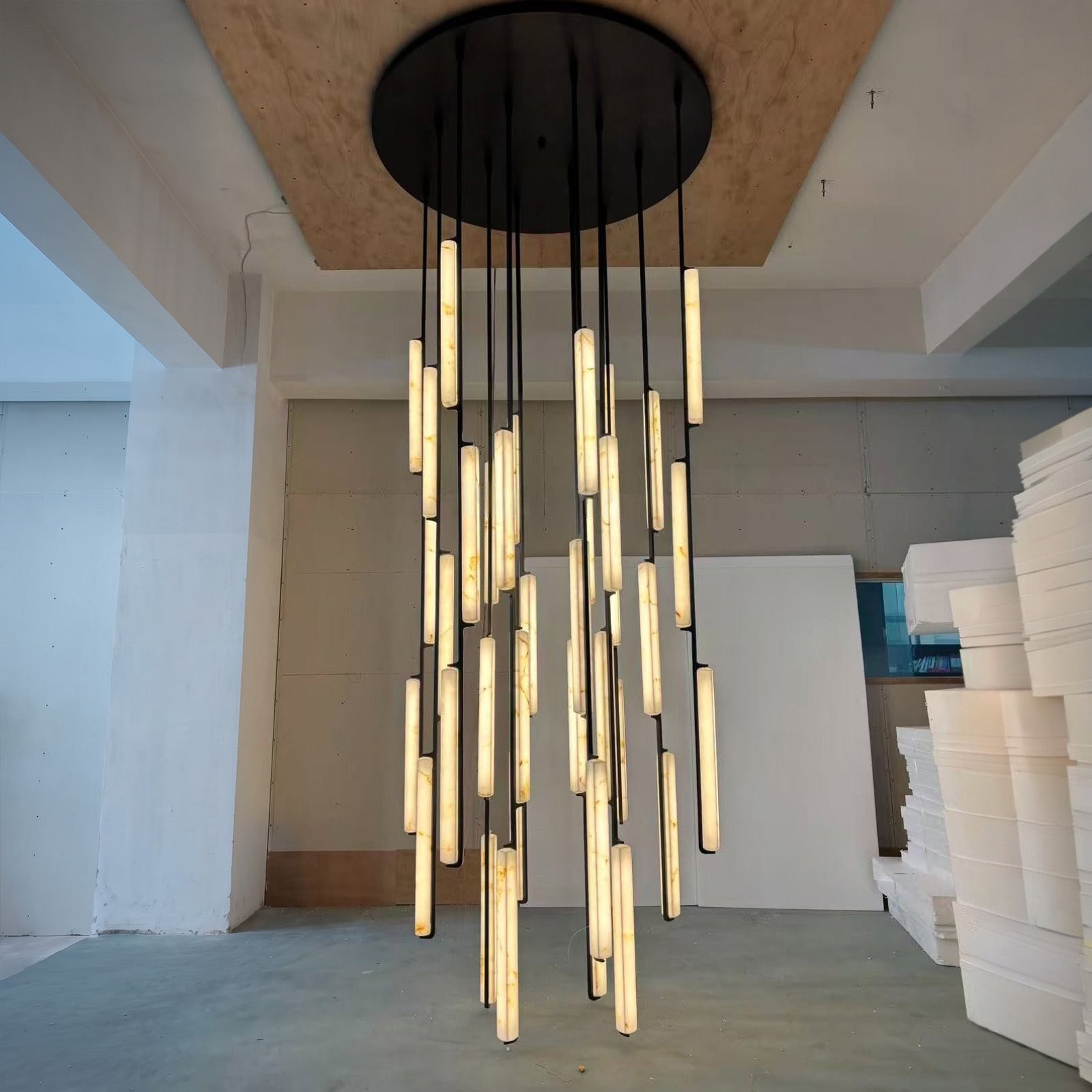 56 Inch Grand Alabaster Prism Cascading Chandelier - Audubon