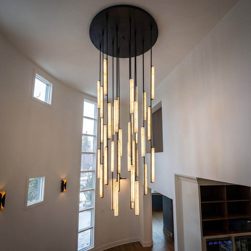 56 Inch Grand Alabaster Prism Cascading Chandelier - Audubon