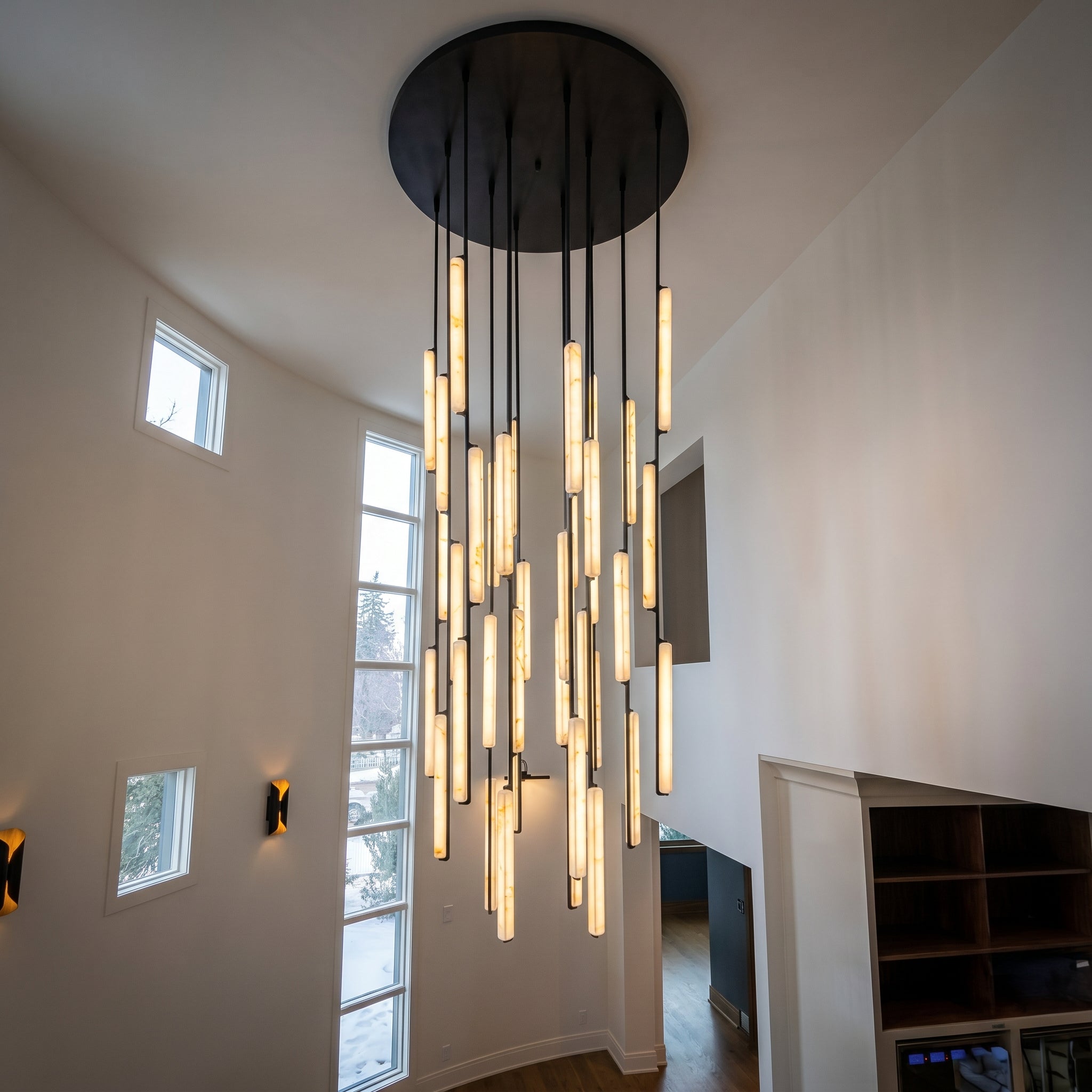 56 Inch Grand Alabaster Prism Cascading Chandelier - Audubon