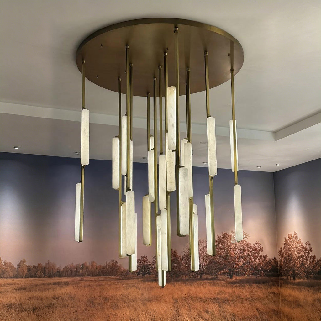 56 Inch Grand Alabaster Prism Cascading Chandelier - Audubon