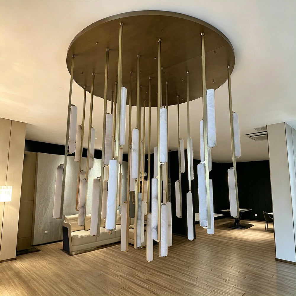 74 Inch Grand Alabaster Prism Cascading Chandelier - Audubon