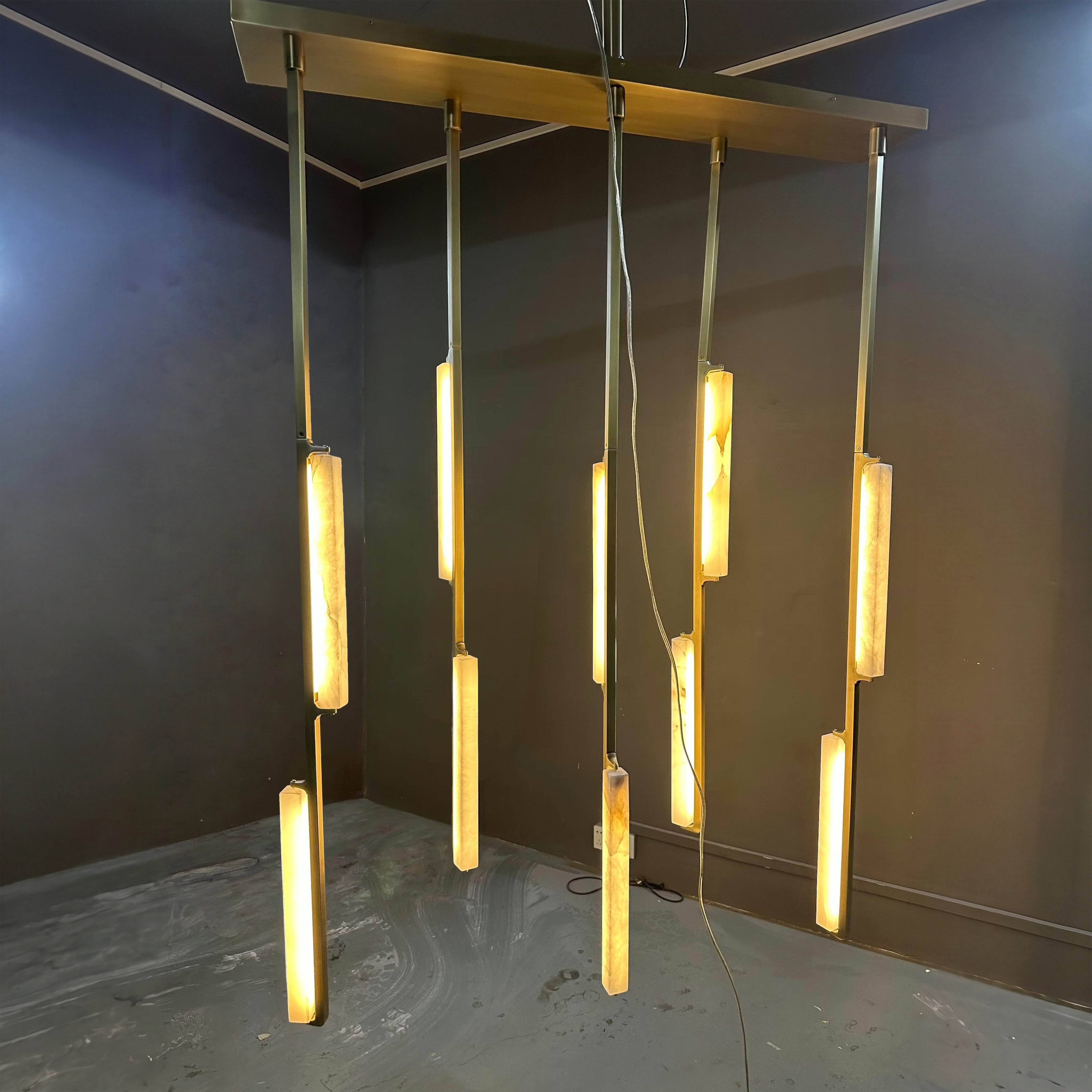 54 Inch Grand Alabaster Prism Linear Chandelier - Audubon
