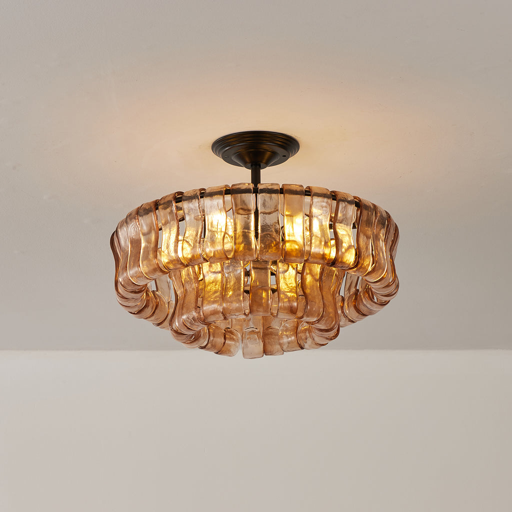 Plafonnier semi-encastré en verre ambré de 45,7 cm - Ghiaccio