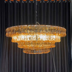 Lustre à niveaux en verre ambré de 36 pouces - Ghiaccio