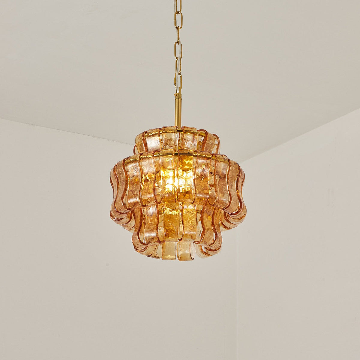 30 cm Amber Glass Pendant Light - Ghiaccio
