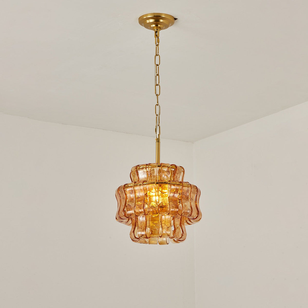 30 cm Amber Glass Pendant Light - Ghiaccio