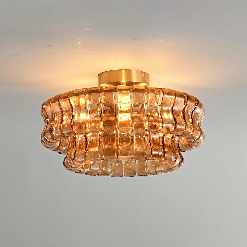 Plafonnier semi-encastré en verre ambré de 45,7 cm - Ghiaccio