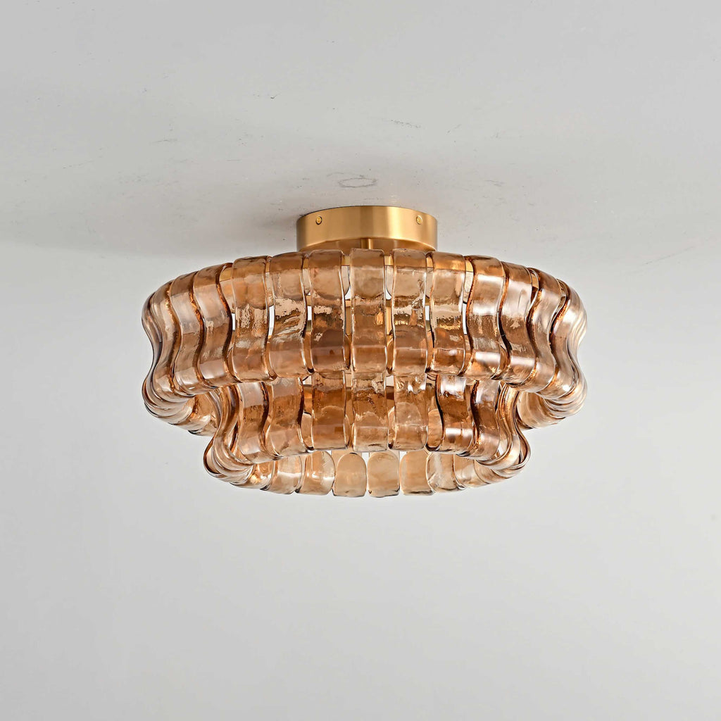 Plafonnier semi-encastré en verre ambré de 45,7 cm - Ghiaccio