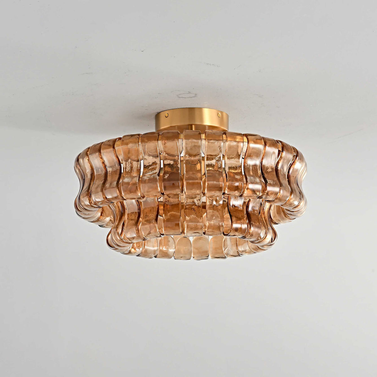 Plafonnier semi-encastré en verre ambré de 45,7 cm - Ghiaccio