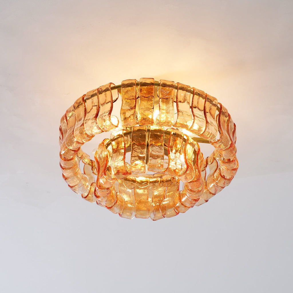 Plafonnier semi-encastré en verre ambré de 45,7 cm - Ghiaccio