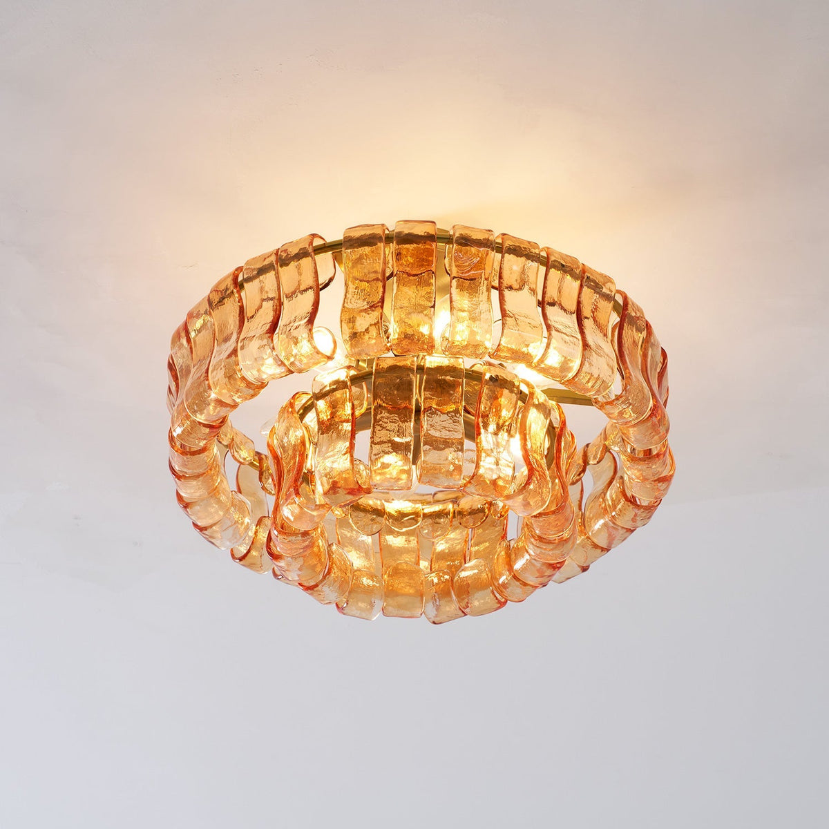 Plafonnier semi-encastré en verre ambré de 45,7 cm - Ghiaccio