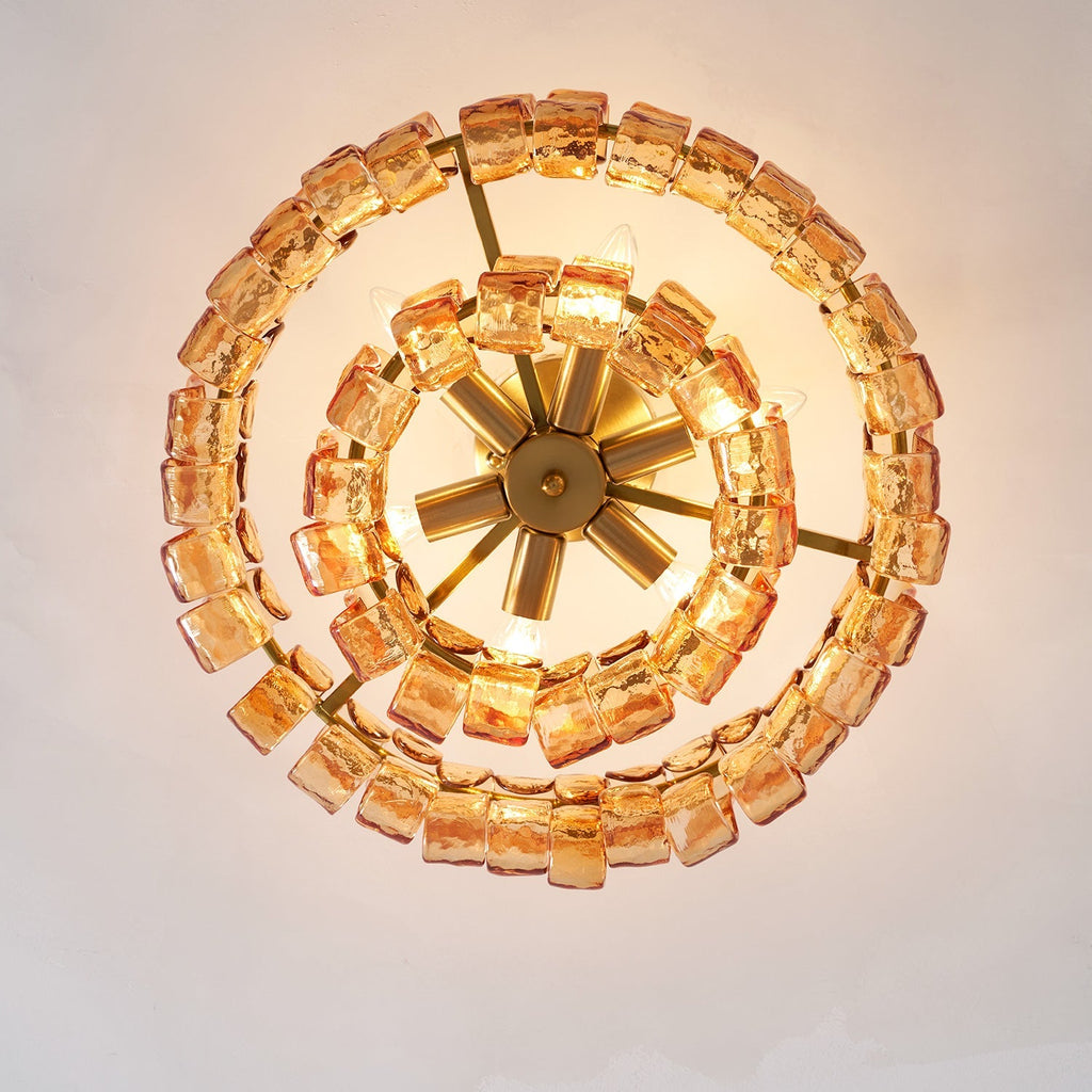 Plafonnier semi-encastré en verre ambré de 45,7 cm - Ghiaccio