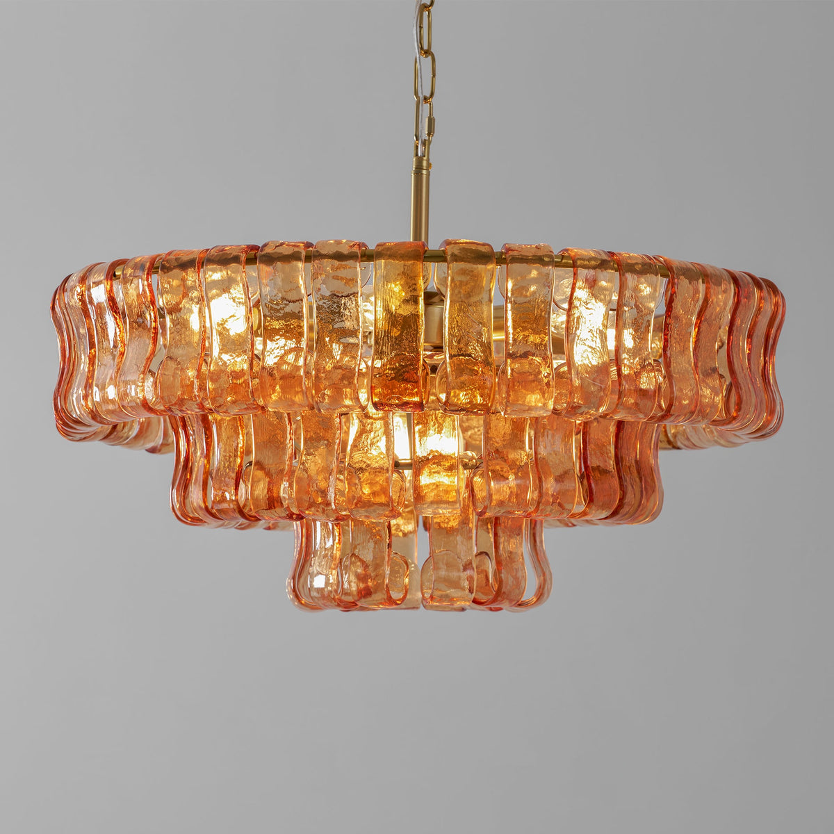 24 Inch Amber Glass Tiered Chandelier - Ghiaccio