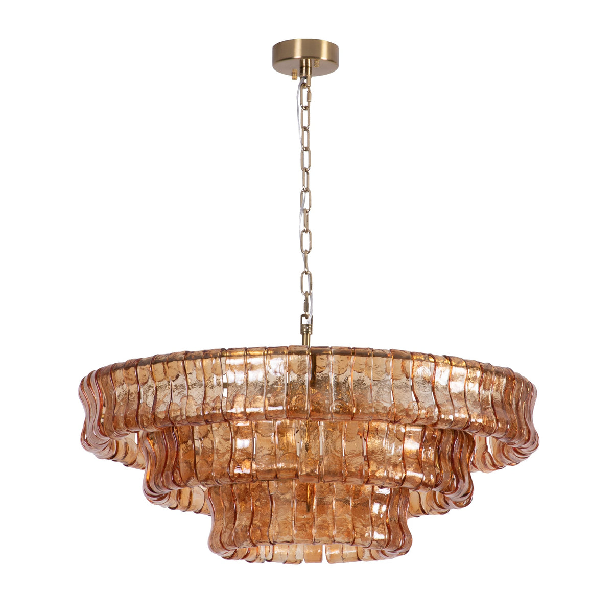 24 Inch Amber Glass Tiered Chandelier - Ghiaccio