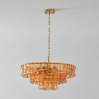 24 Inch Amber Glass Tiered Chandelier - Ghiaccio