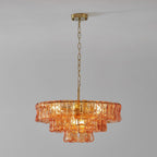 24 Inch Amber Glass Tiered Chandelier - Ghiaccio