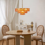 24 Inch Amber Glass Tiered Chandelier - Ghiaccio