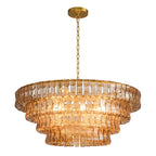 Lustre à niveaux en verre ambré de 36 pouces - Ghiaccio