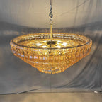 Lustre à niveaux en verre ambré de 36 pouces - Ghiaccio