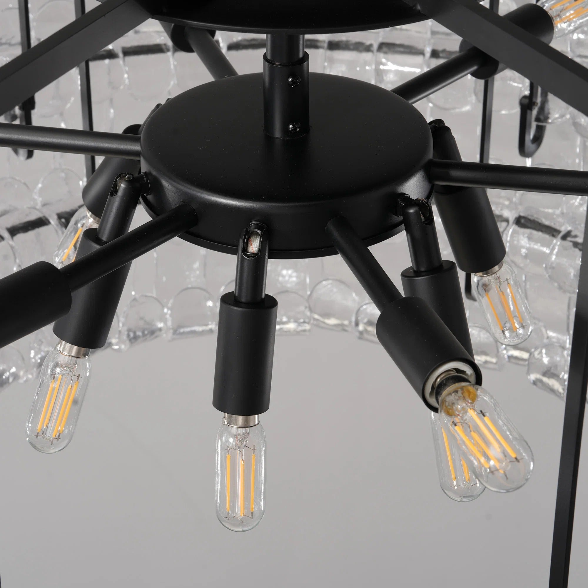 Lustre à plusieurs niveaux en verre clair de 48 pouces - Ghiaccio