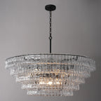 Lustre à plusieurs niveaux en verre clair de 48 pouces - Ghiaccio