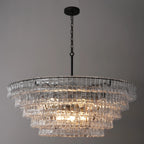 Lustre à plusieurs niveaux en verre clair de 48 pouces - Ghiaccio