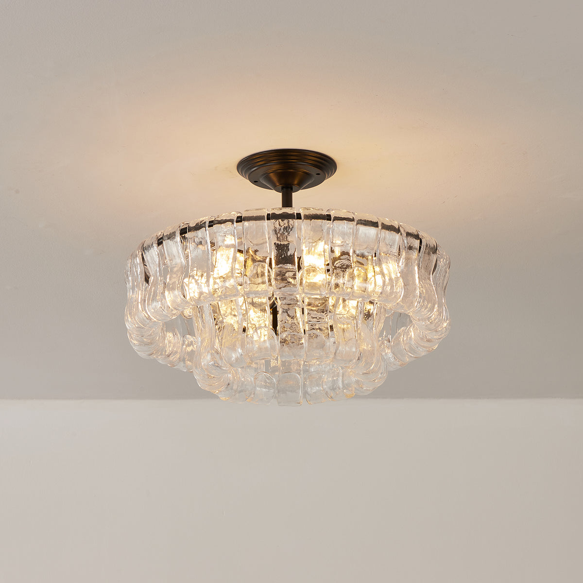 Plafonnier semi-encastré en verre transparent de 45,7 cm – Ghiaccio