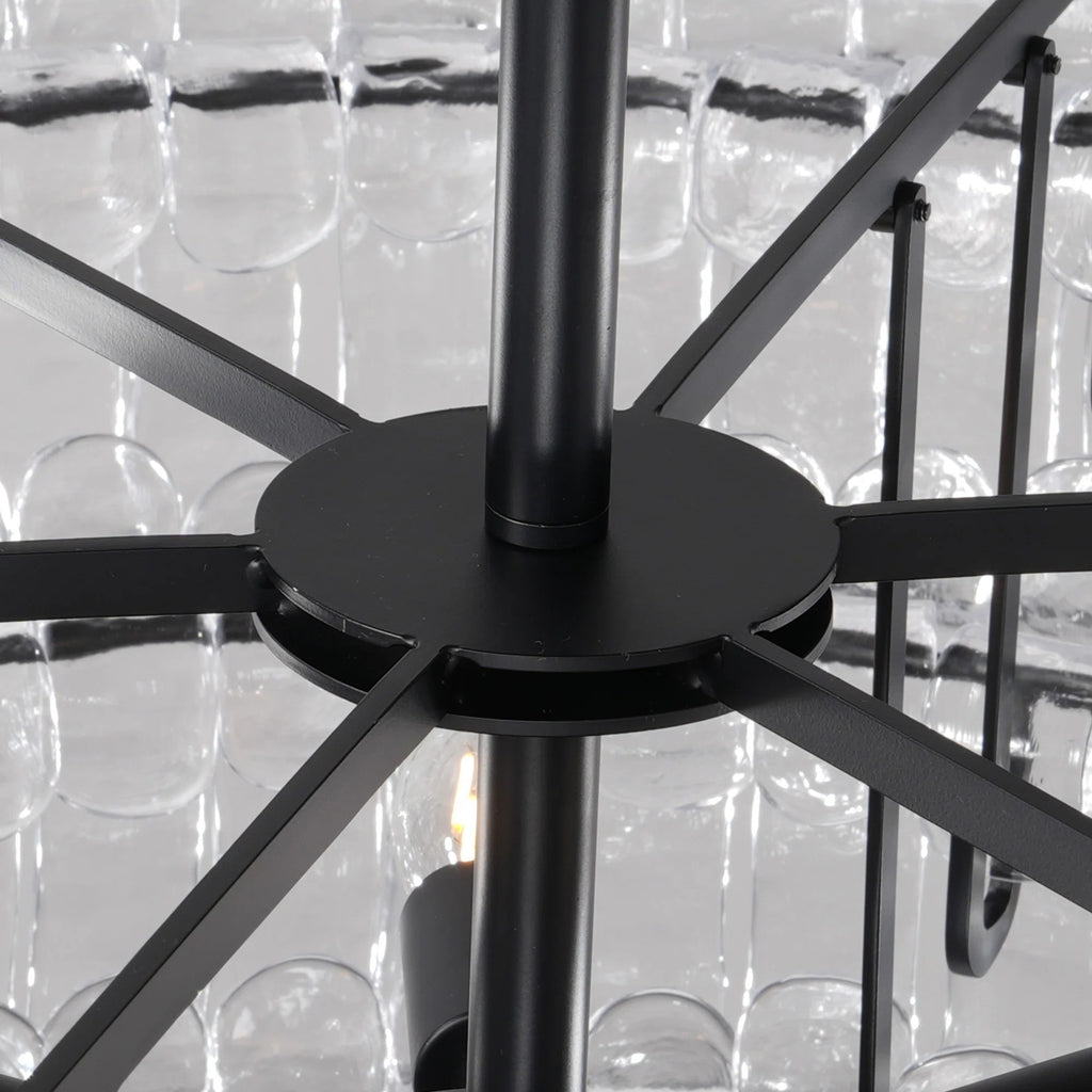 Lustre à plusieurs niveaux en verre clair de 36 pouces - Ghiaccio