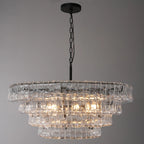 Lustre à plusieurs niveaux en verre clair de 36 pouces - Ghiaccio