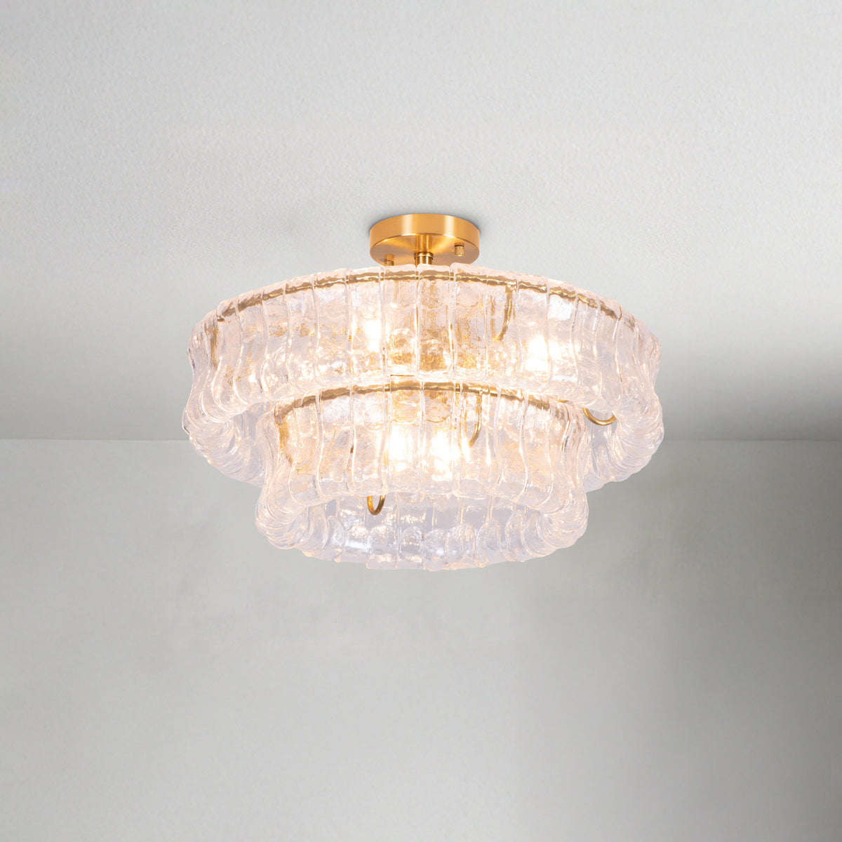 Plafonnier semi-encastré en verre transparent de 45,7 cm – Ghiaccio