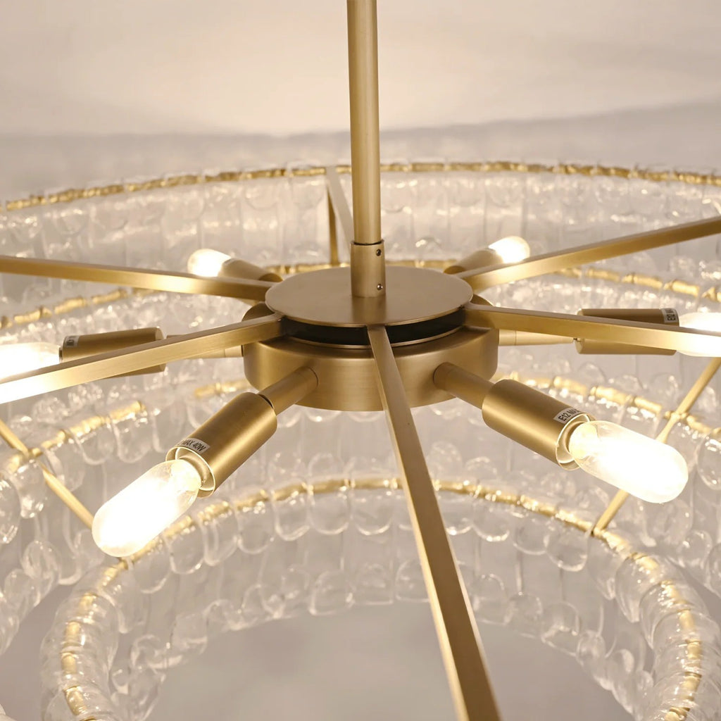 Lustre à plusieurs niveaux en verre clair de 36 pouces - Ghiaccio