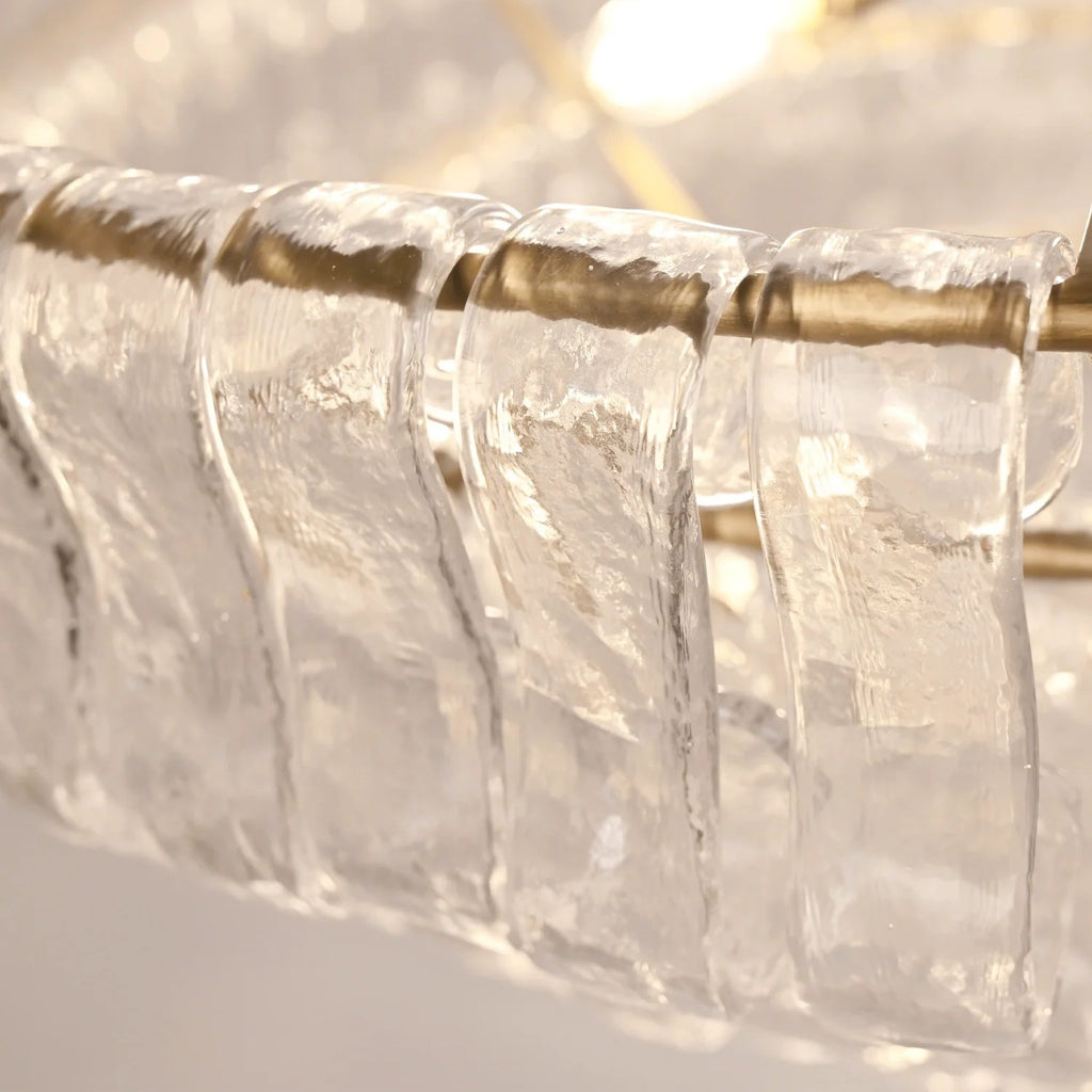 Lustre à plusieurs niveaux en verre clair de 36 pouces - Ghiaccio