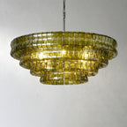 36 Inch Green Glass Tiered Chandelier - Ghiaccio